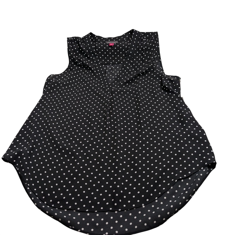 Vince Camuto Womens Polka Dot Sleeveless Blouse M Black White